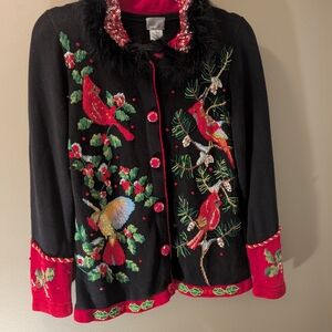 ❄️STUNNING Berek Cardigan - Birds In The Snow Featuring beadwork, embroidery